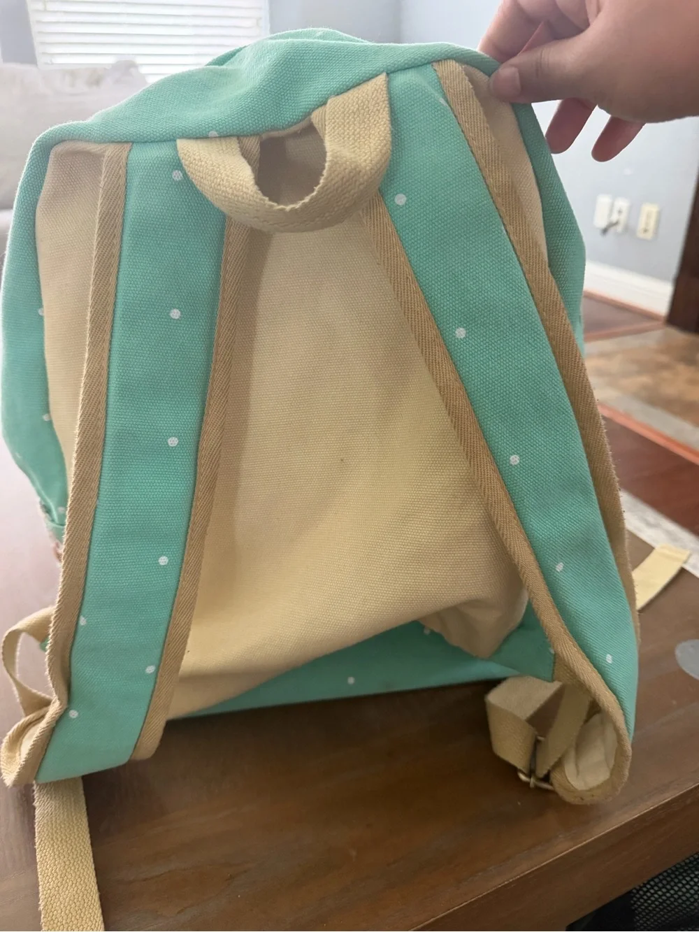 Kids Mint Green Character Backpack with Floral Accents